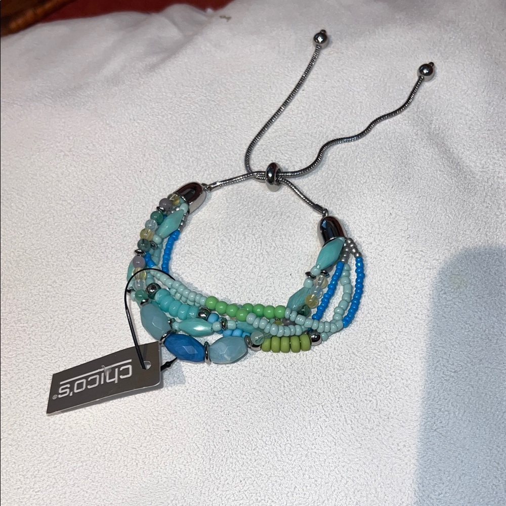 Chico's Blue and Green Beaded Bracelet